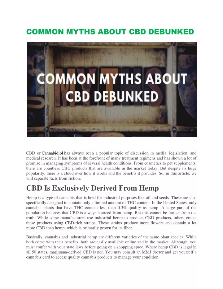 common myths about cbd debunked