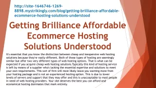 getting brilliance affordable ecommerce hosting solutions understood