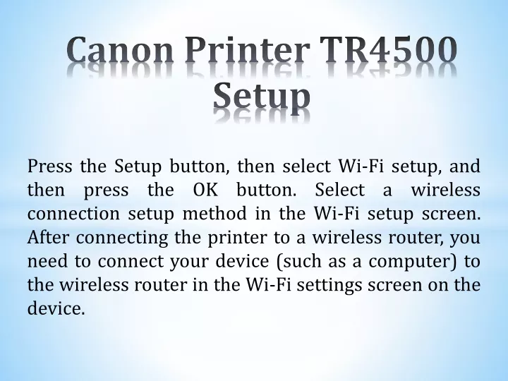 canon printer tr4500 setup