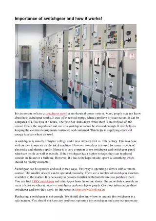 Importance of switchgear and how it works!
