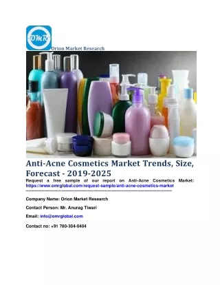 Anti-Acne Cosmetics Market Trends, Size, Forecast - 2019-2025
