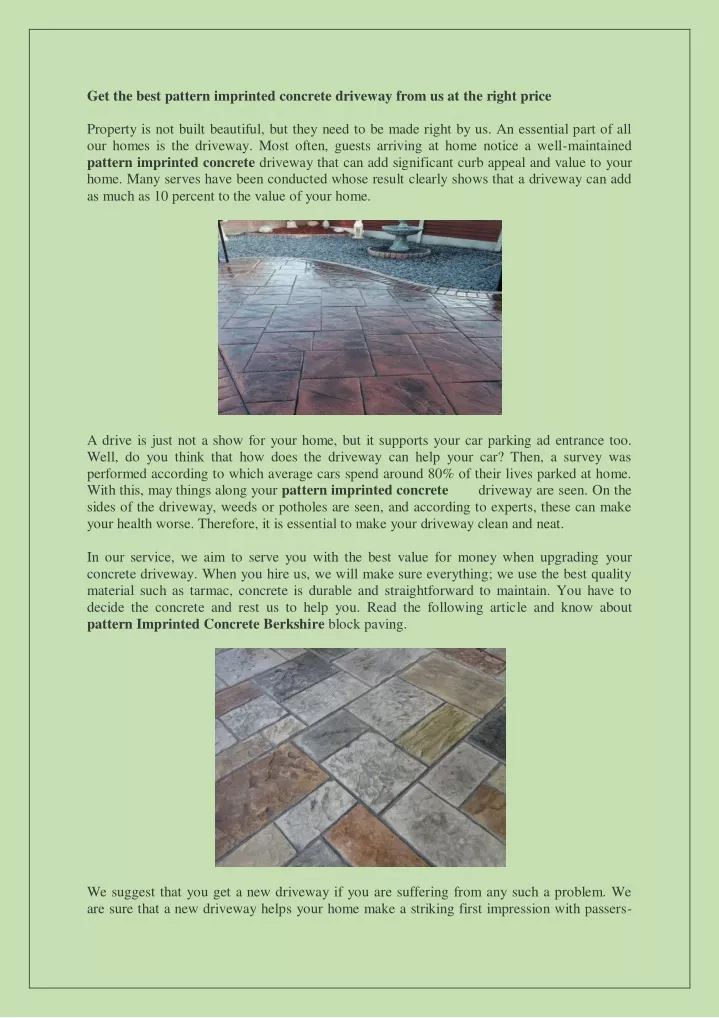 get the best pattern imprinted concrete driveway