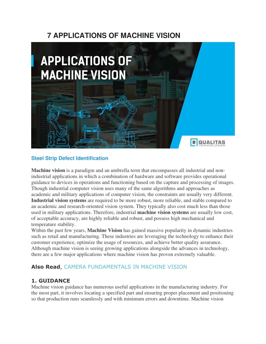 PPT - 7 APPLICATIONS OF MACHINE VISION PowerPoint Presentation, free ...