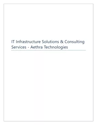 IT Infrastructure Solutions & Consulting Services
