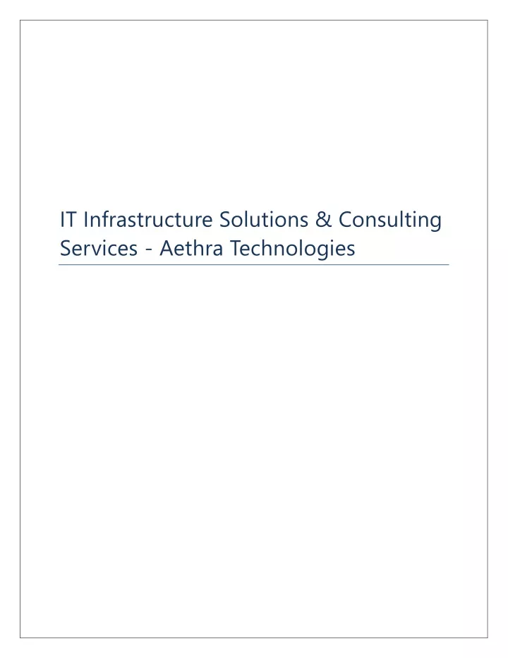 it infrastructure solutions consulting services