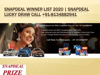 Snapdeal winner list 2020 | Snapdeal lucky Draw Call  91-8134882941