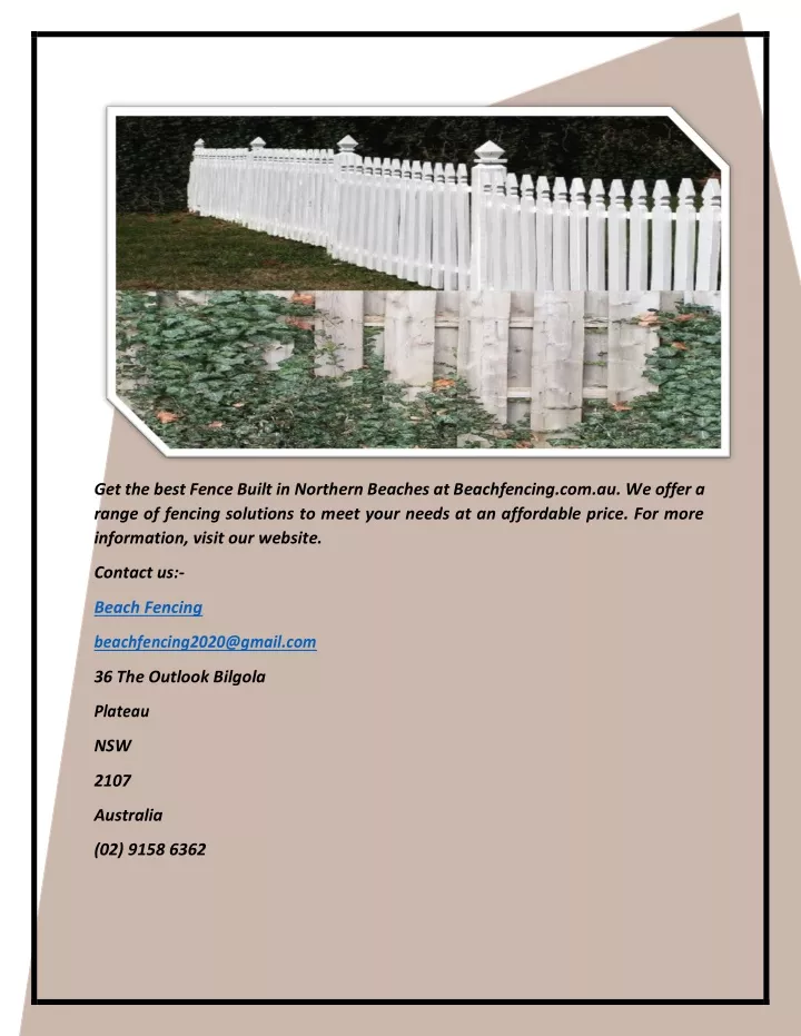 get the best fence built in northern beaches