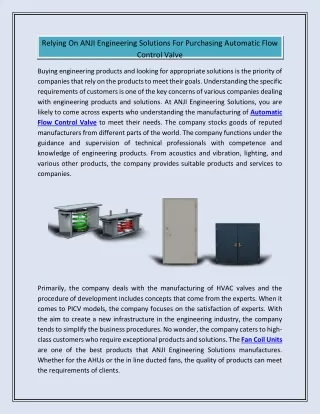 relying on anji engineering solutions