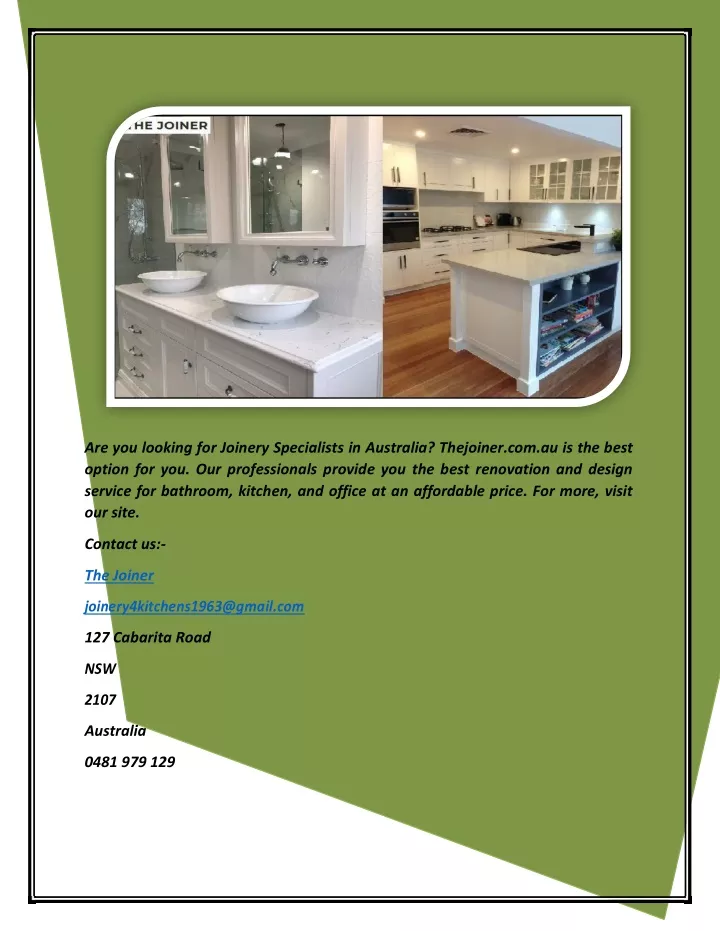 are you looking for joinery specialists