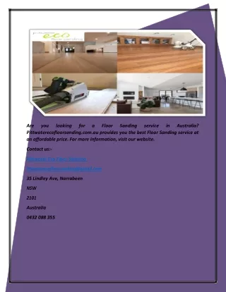 Professional Floor Sanding Australia | Pittwaterecofloorsanding.com.au