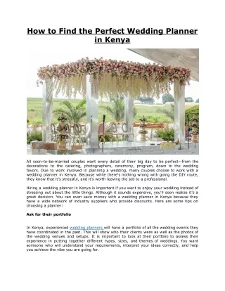 How to Find the Perfect Wedding Planner in Kenya