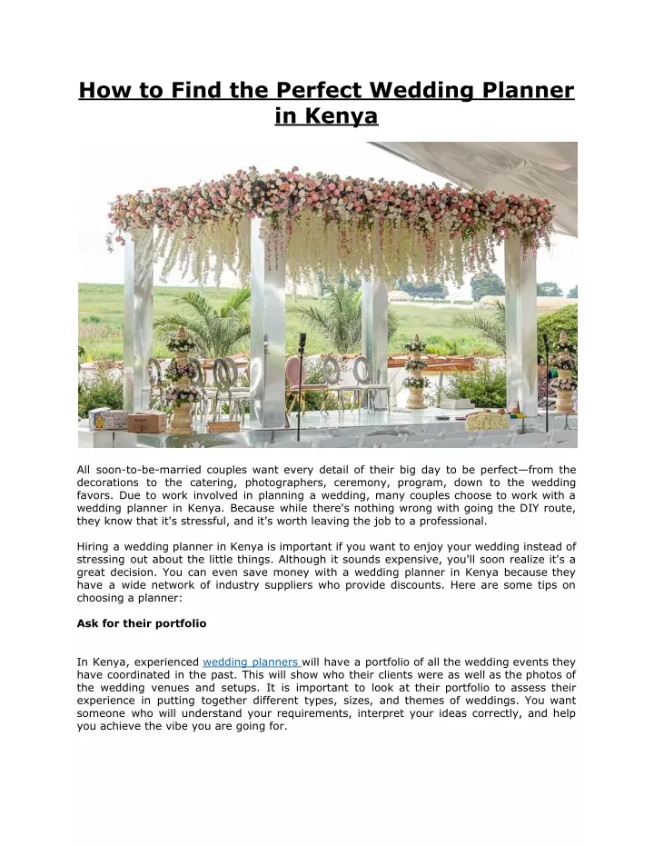 how to find the perfect wedding planner in kenya
