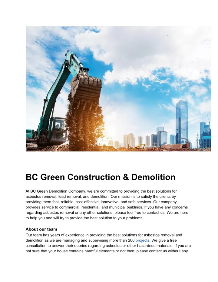 bc green construction demolition at bc green