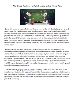 why should you have fun with baccarat online some