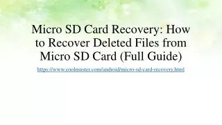 Micro SD Card Recovery: How to Recover Deleted Files from Micro SD Card (Full Guide)