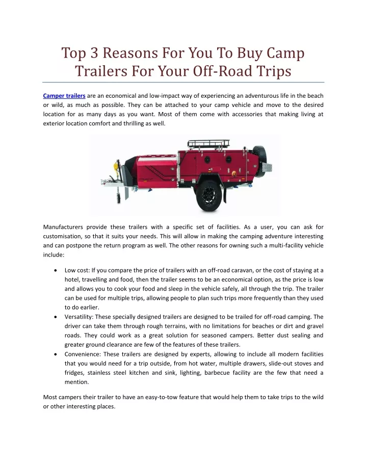 top 3 reasons for you to buy camp trailers
