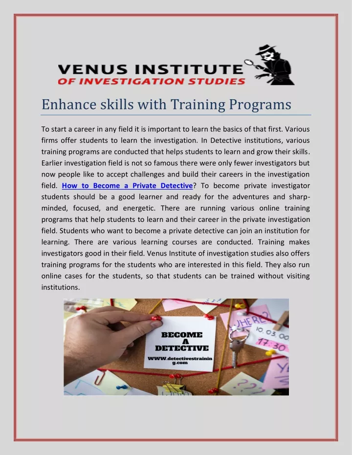 enhance skills with training programs