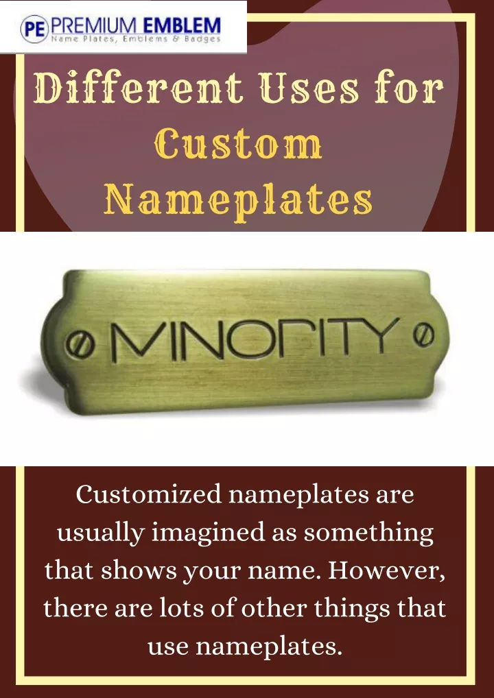 different uses for custom nameplates
