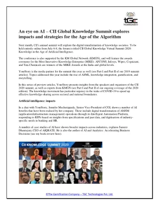 An eye on AI – CII Global Knowledge Summit explores impacts and strategies for the Age of the Algorithm