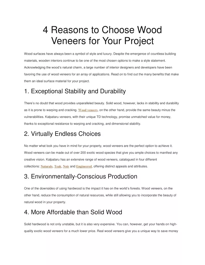 4 reasons to choose wood veneers for your project