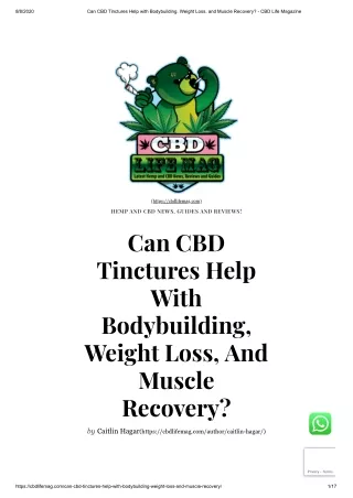 Can CBD Tinctures Help With Bodybuilding, Weight Loss, And Muscle Recovery?