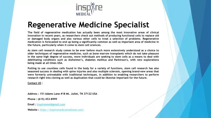 regenerative medicine specialist