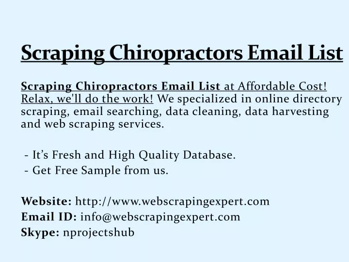 scraping chiropractors email list