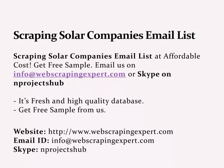 scraping solar companies email list