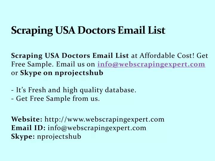 scraping usa doctors email list