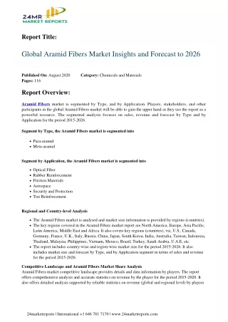Aramid Fibers Market Insights and Forecast to 2026
