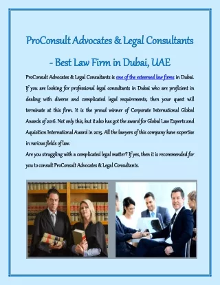 ProConsult Advocates & Legal Consultants - Best Law Firm in Dubai, UAE