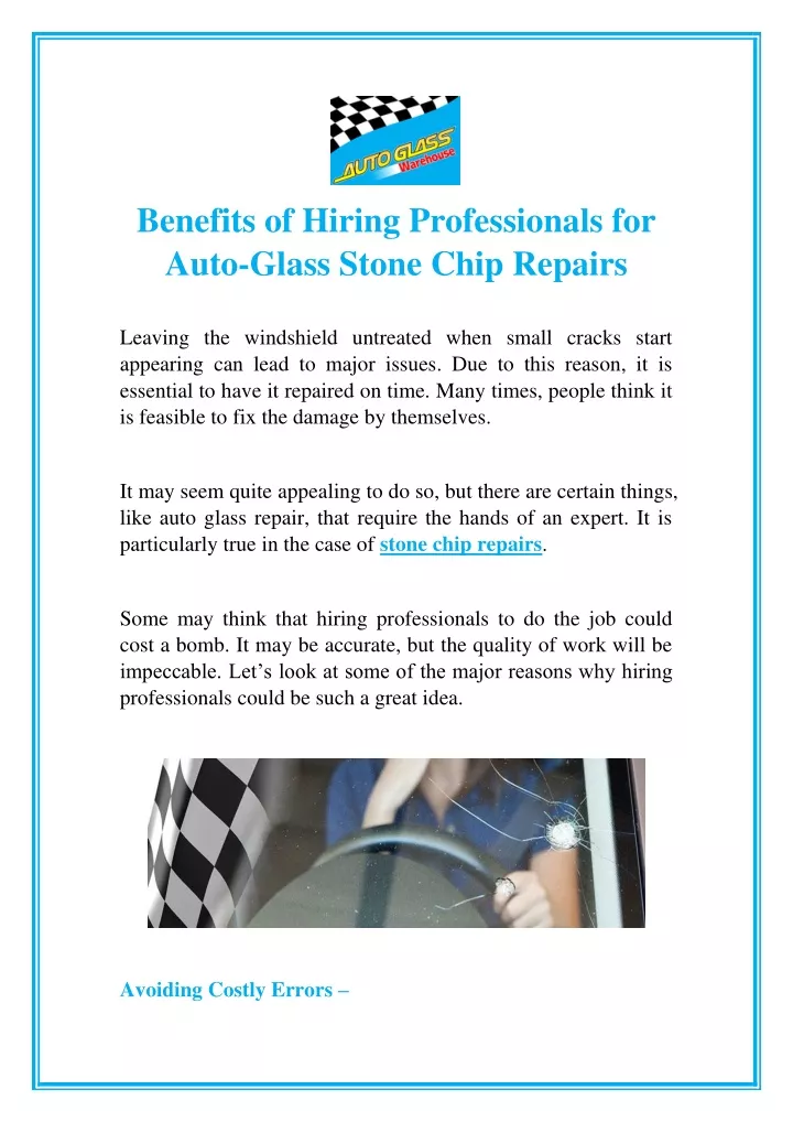 benefits of hiring professionals for auto glass