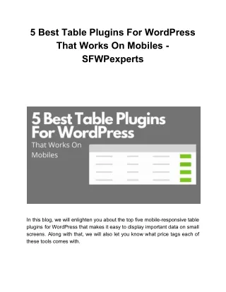 5 best table plugins for wordpress that works