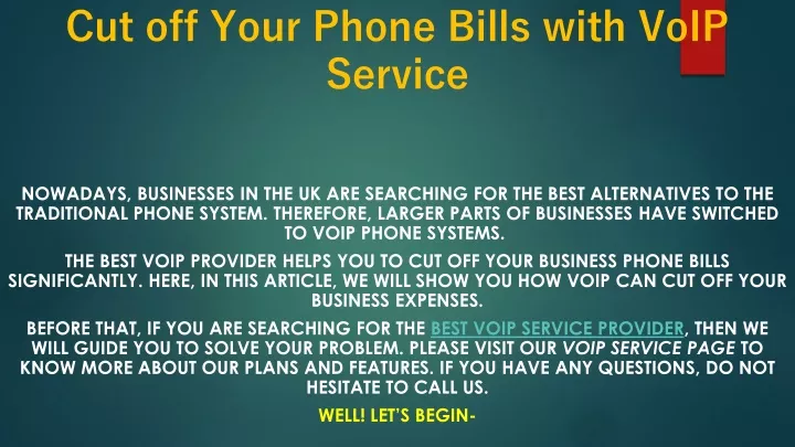 cut off your phone bills with voip service