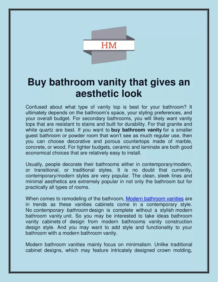buy bathroom vanity that gives an aesthetic look