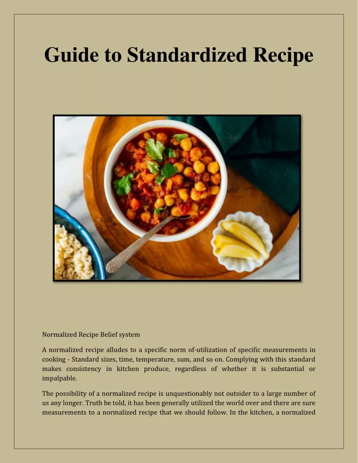 guide to standardized recipe