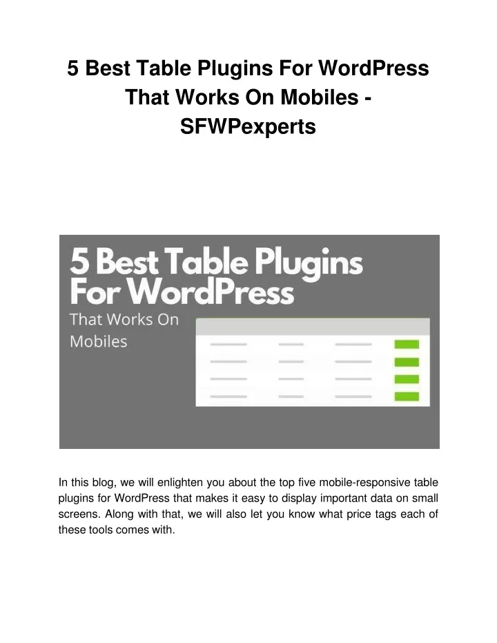 5 best table plugins for wordpress that works on mobiles sfwpexperts
