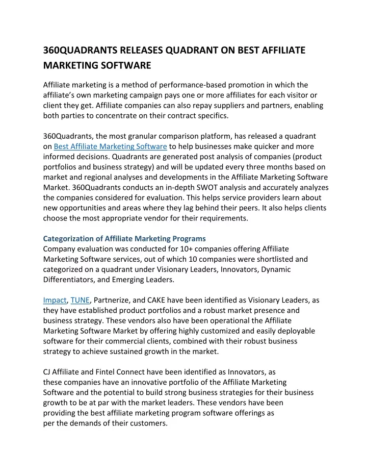 360quadrants releases quadrant on best affiliate