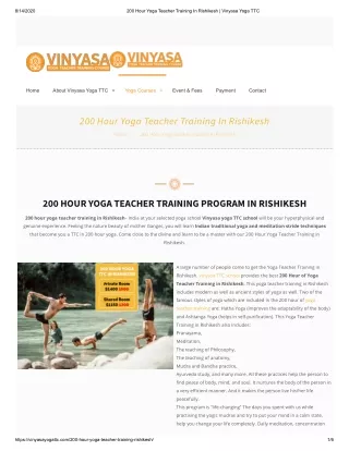 200 hour yoga teacher training in rishikesh | Vinyasa Yoga TTC