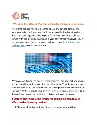 want to install and maintain structured cabling