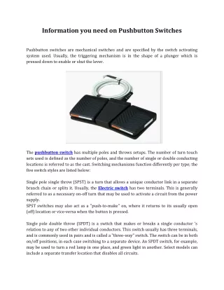 information you need on pushbutton switches