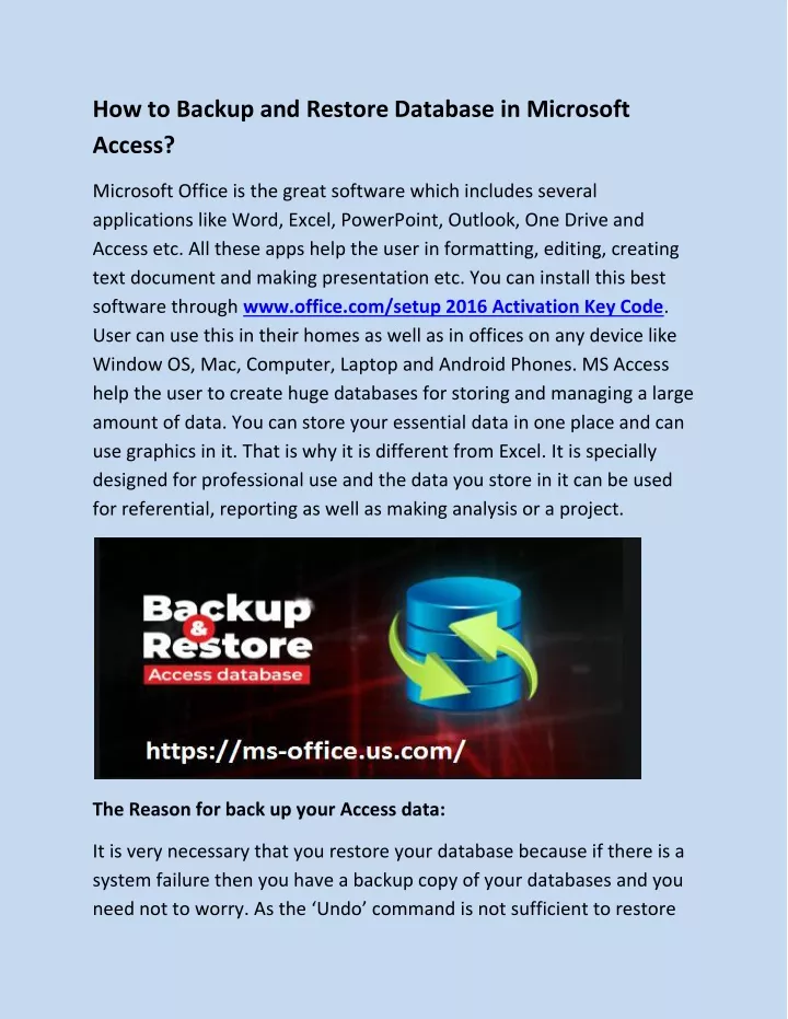 how to backup and restore database in microsoft