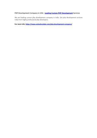 php development company in usa leading custom