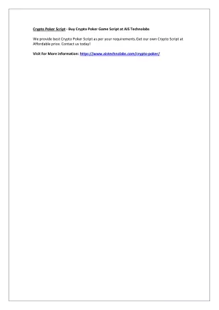 crypto poker script buy crypto poker game script