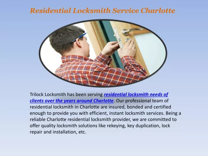 residential locksmith service charlotte