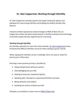 Dr. Alan Copperman: Working through Infertility
