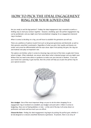 How To Pick The Ideal Engagement Ring For Your Loved One