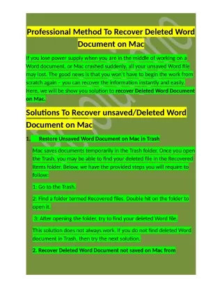 professional method to recover deleted word