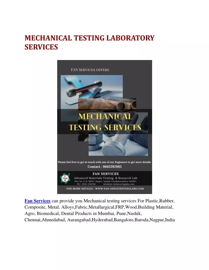mechanical testing laboratory services